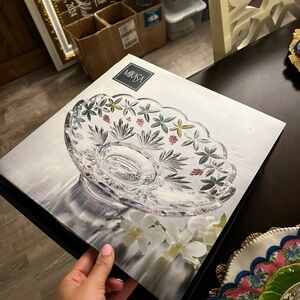 Vintage Mikasa Garden Vineyard Crystal Centerpiece Footed Bowl Multicolor 12"